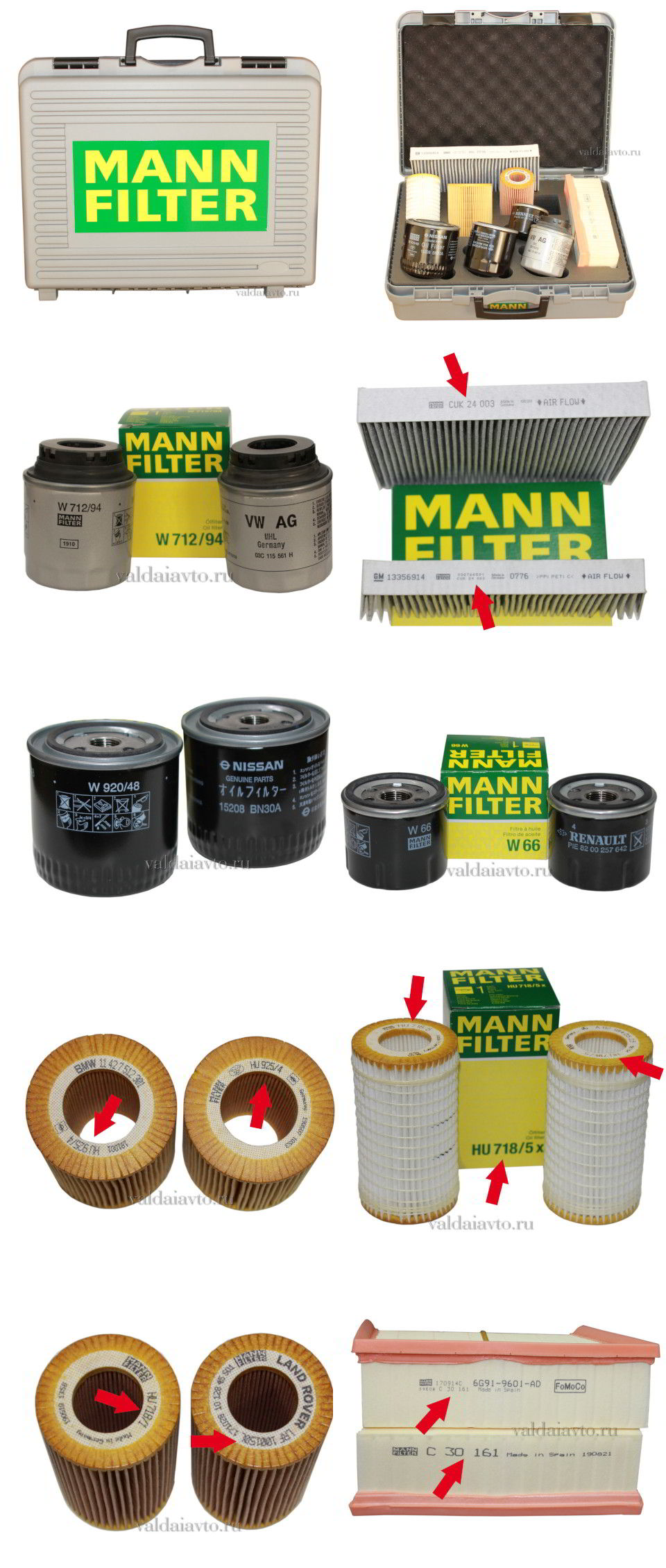 MANN-FILTER матрица оригинальных фильтров